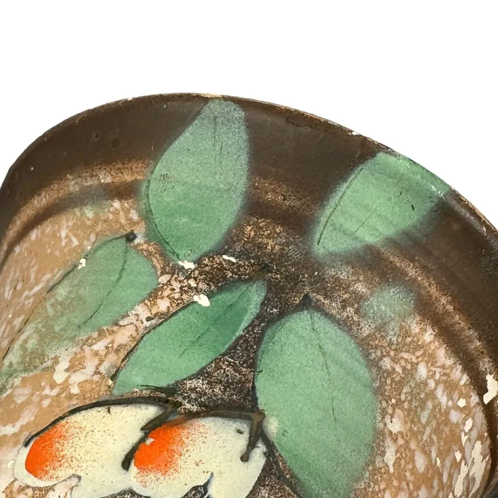 Vintage Etrurian Art Pottery Vase‎ Matte Finish Floral Antique Rare Brown White
